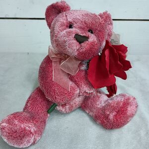 READ Dan Dee Valentines Day Gift Teddy Bear Holding Red Rose Plush 7” Present